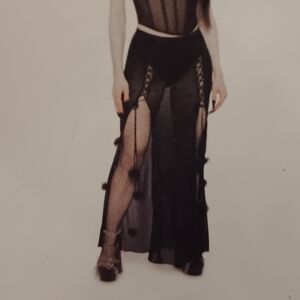 Rose Mesh Maxi Skirt